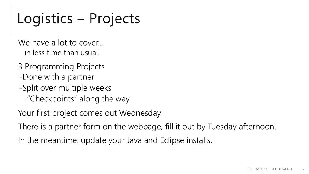 logistics projects