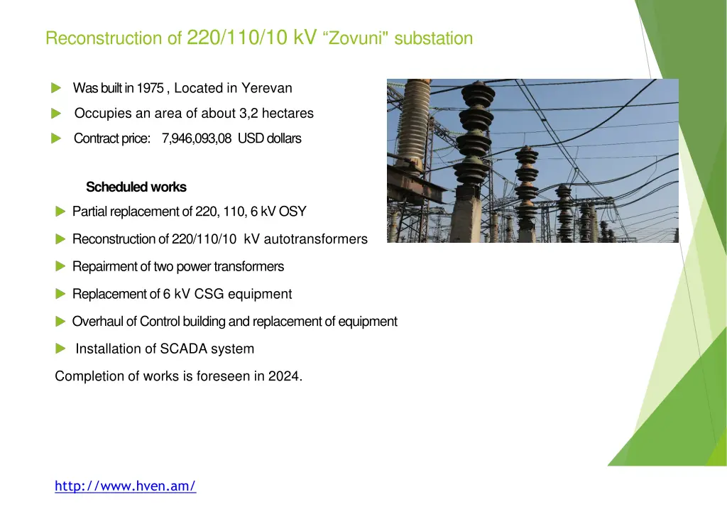 reconstruction of 220 110 10 kv zovuni substation