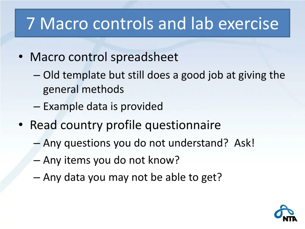 7 macro controls and lab exercise