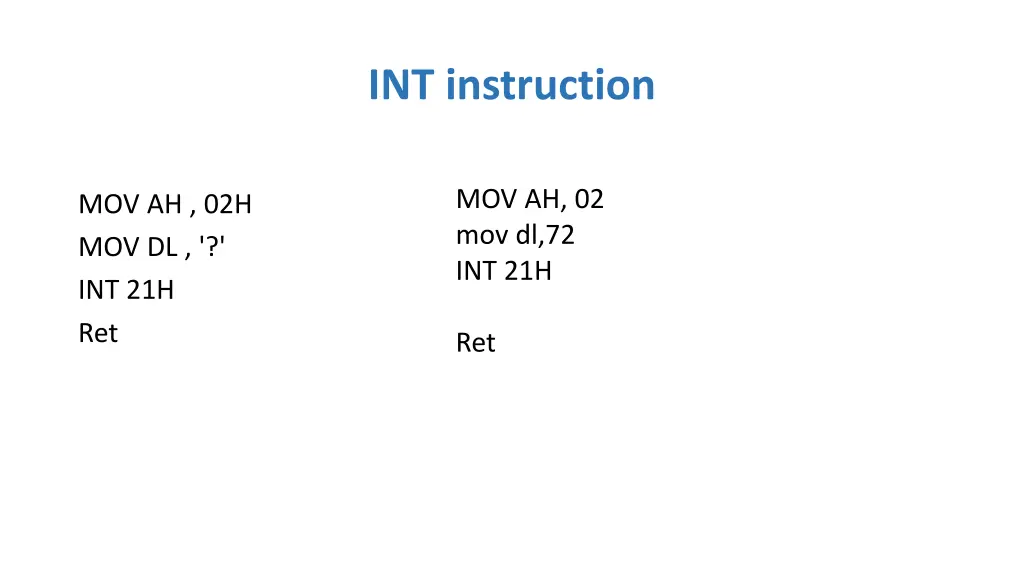 int instruction 7