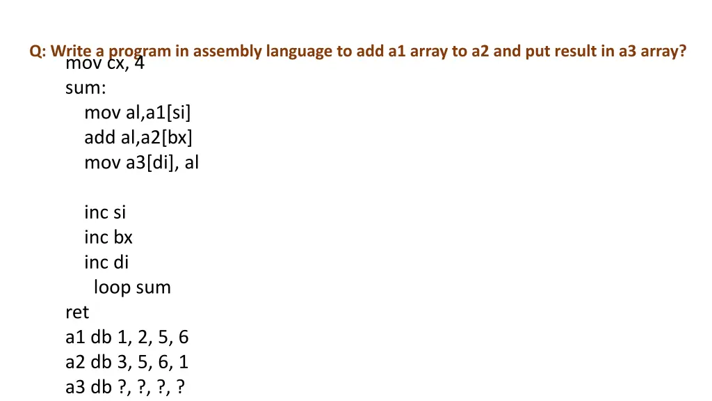 q write a program in assembly language