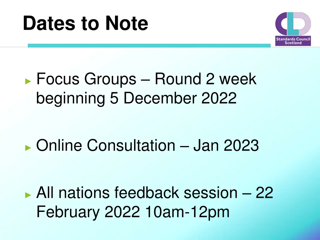 dates to note