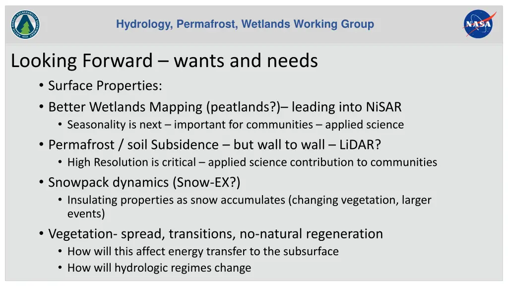 hydrology permafrost wetlands working group