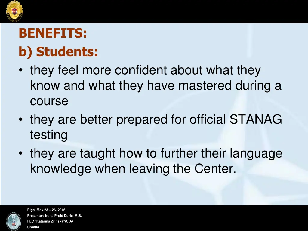 benefits b students they feel more confident