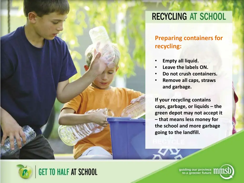 preparing containers for recycling
