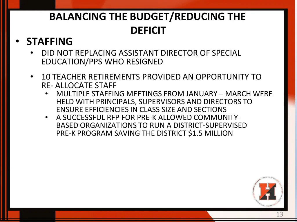 balancing thebudget reducing the deficit staffing