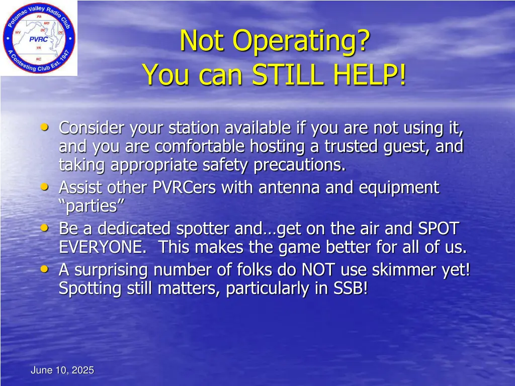 not operating you can still help