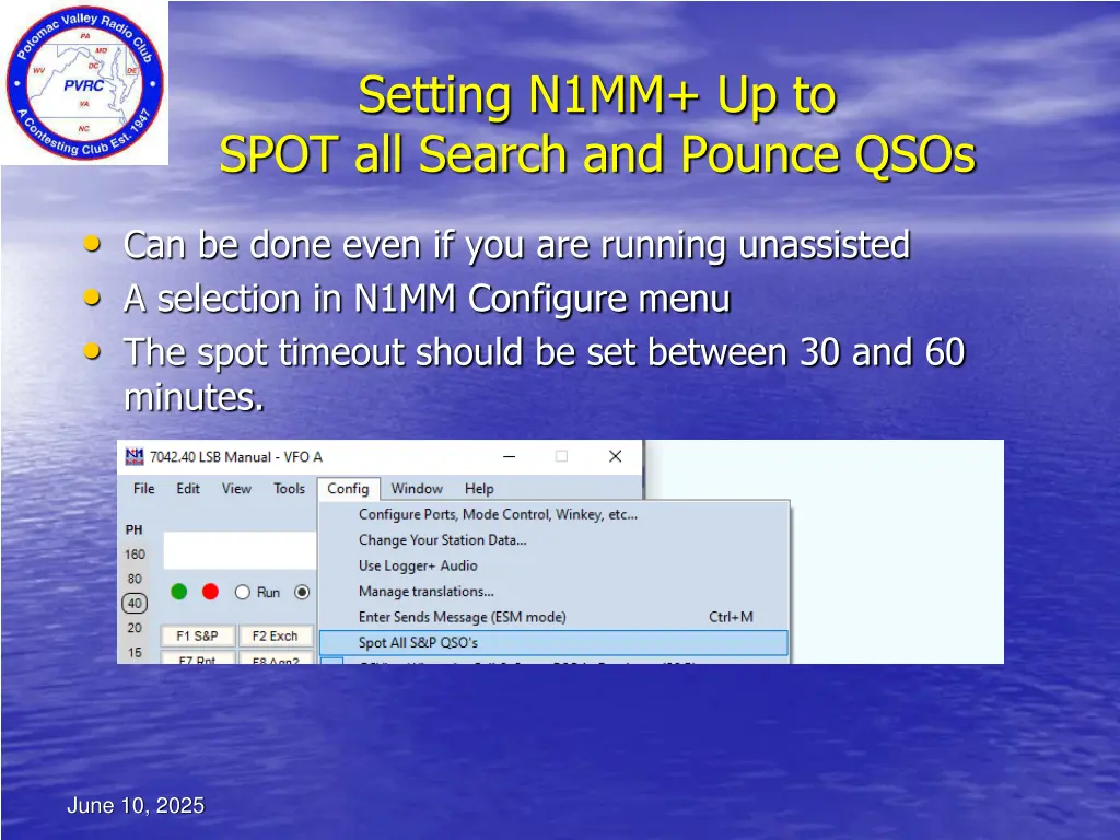 setting n1mm up to spot all search and pounce qsos