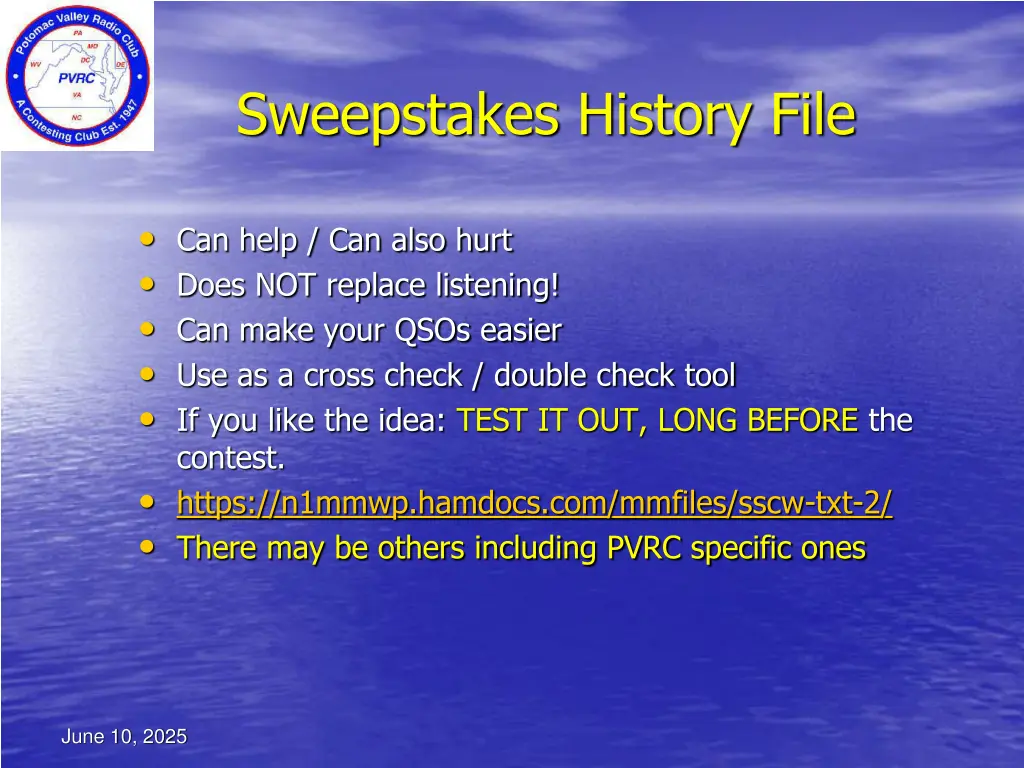 sweepstakes history file