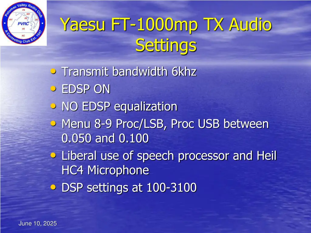 yaesu ft 1000mp tx audio settings transmit