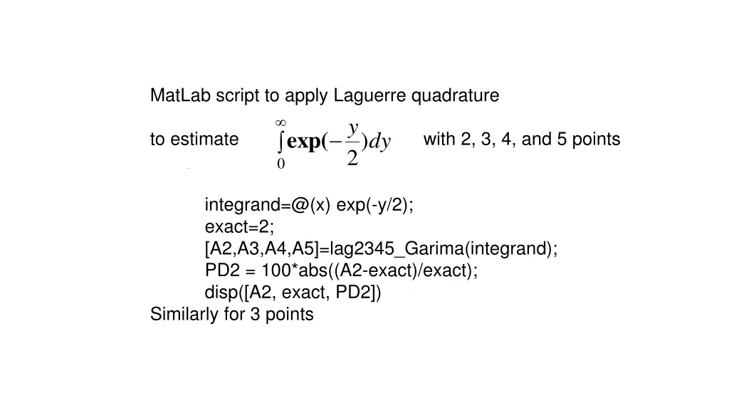 matlab script to apply laguerre quadrature