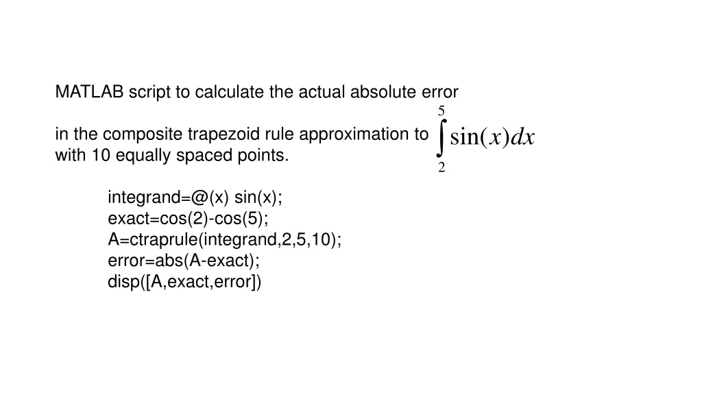 matlab script to calculate the actual absolute