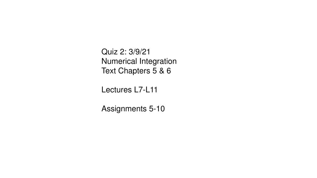 quiz 2 3 9 21 numerical integration text chapters