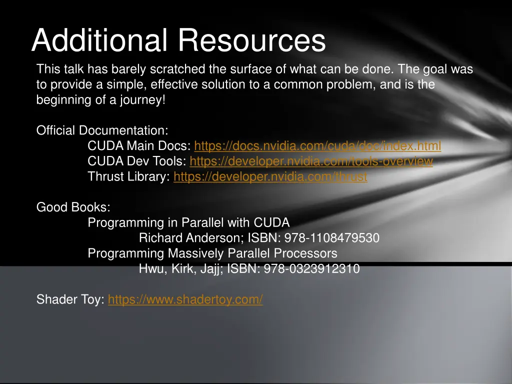 additional resources this talk has barely