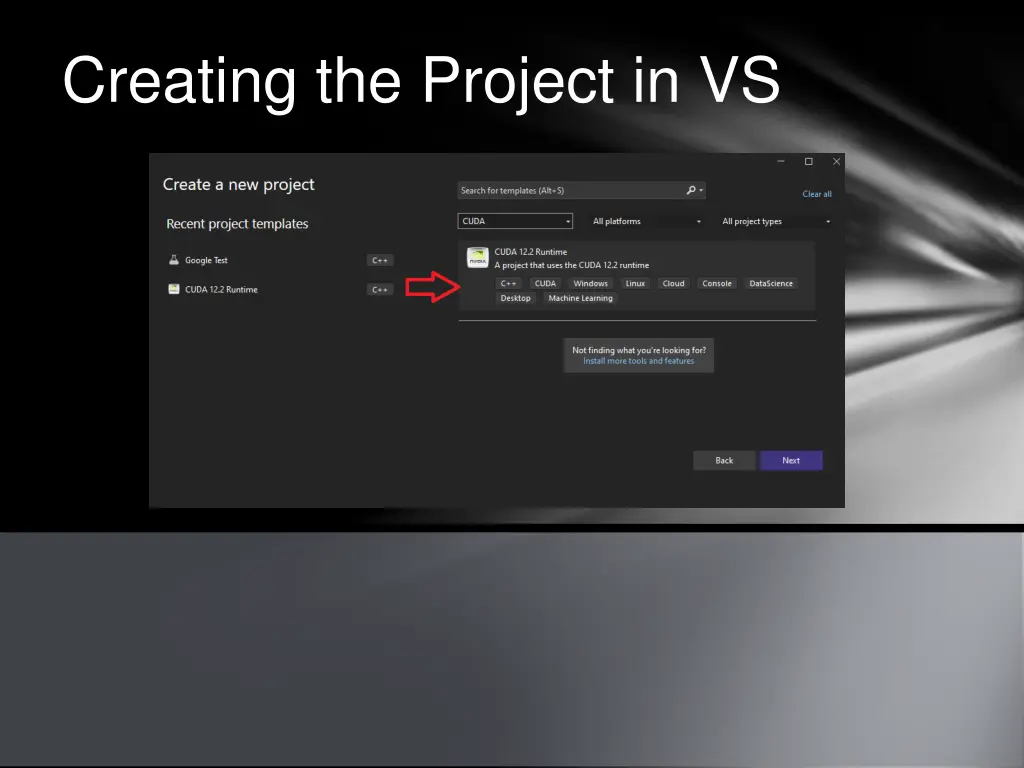 creating the project in vs 1