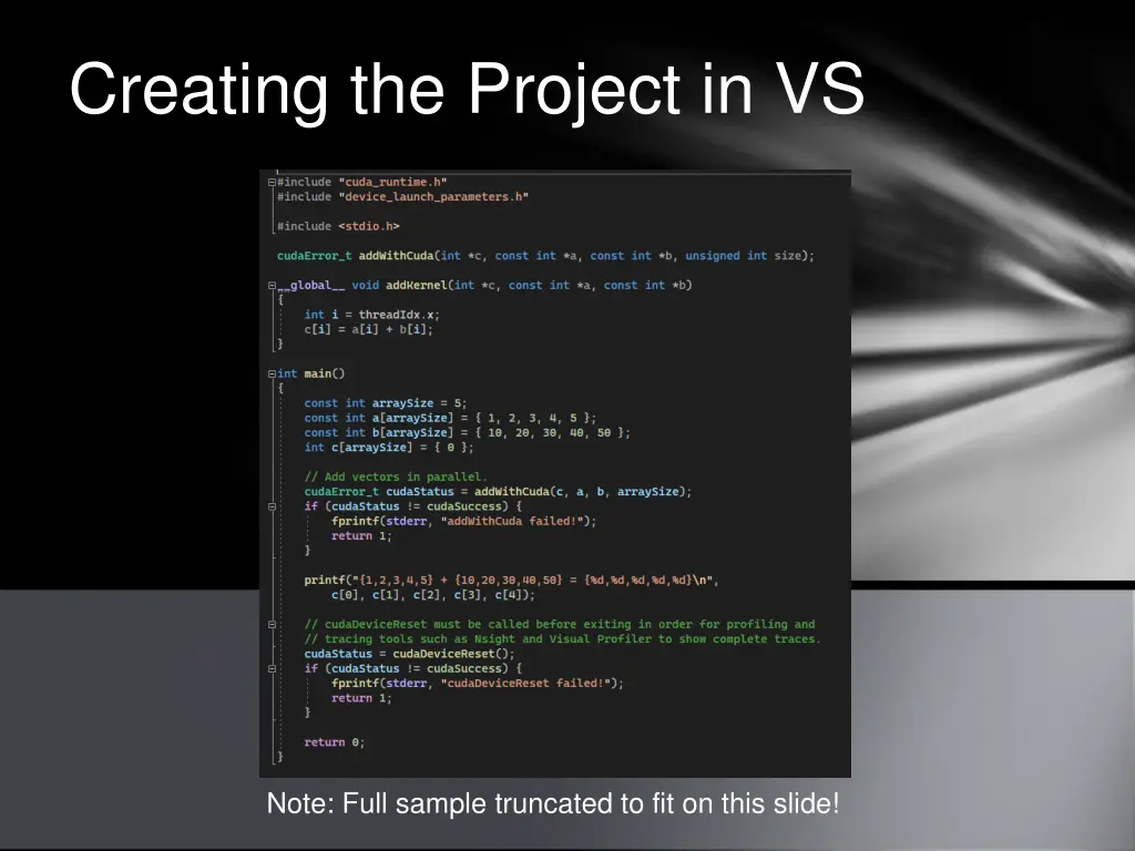 creating the project in vs 3