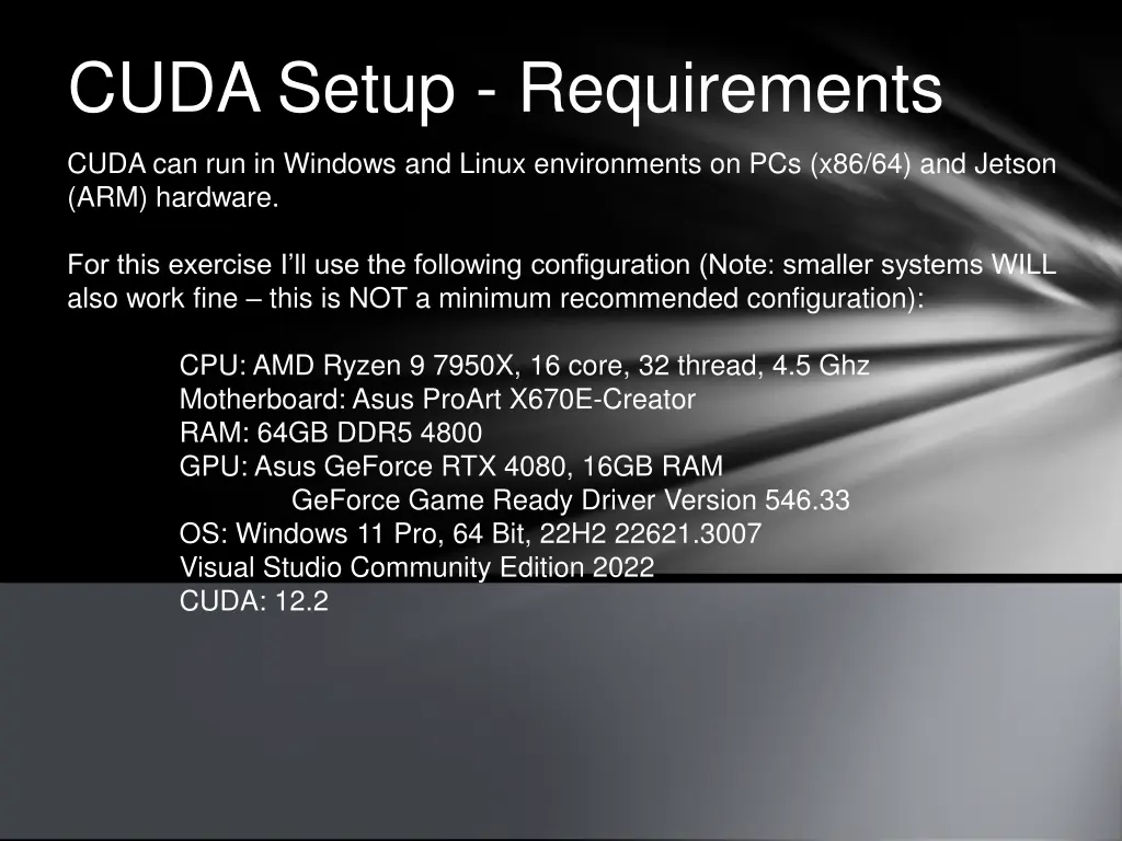 cuda setup requirements