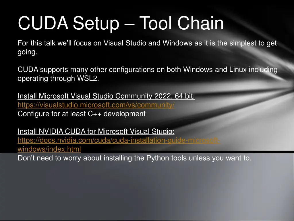 cuda setup tool chain