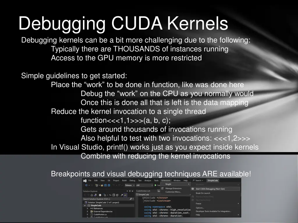 debugging cuda kernels debugging kernels