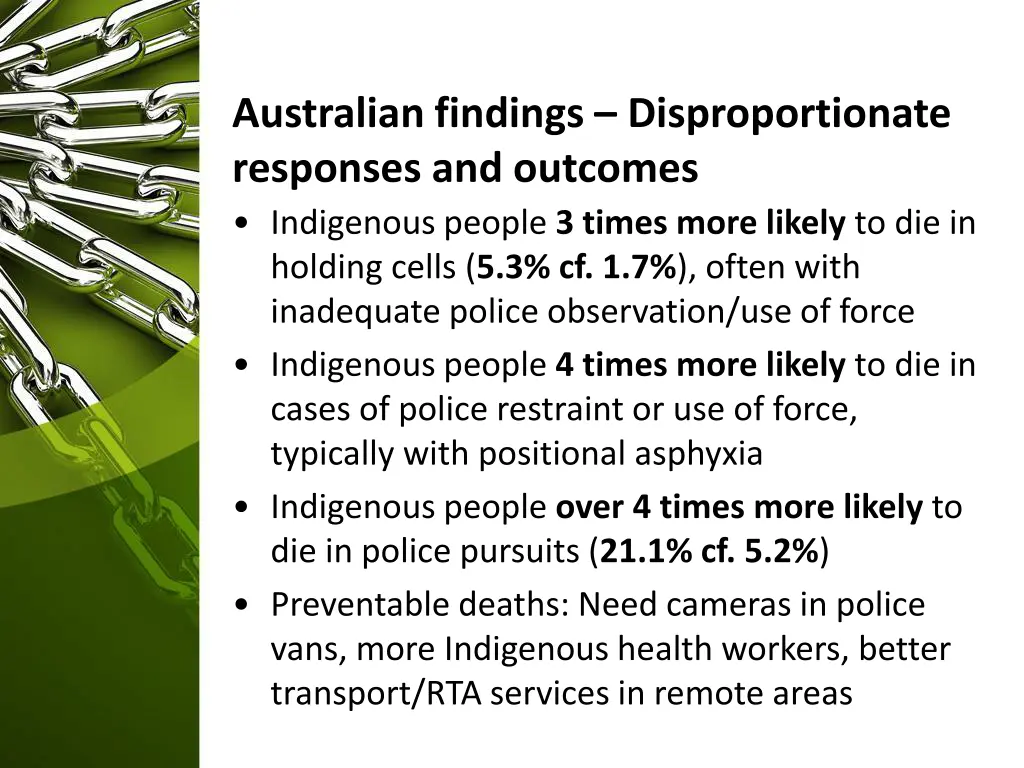 australian findings disproportionate responses