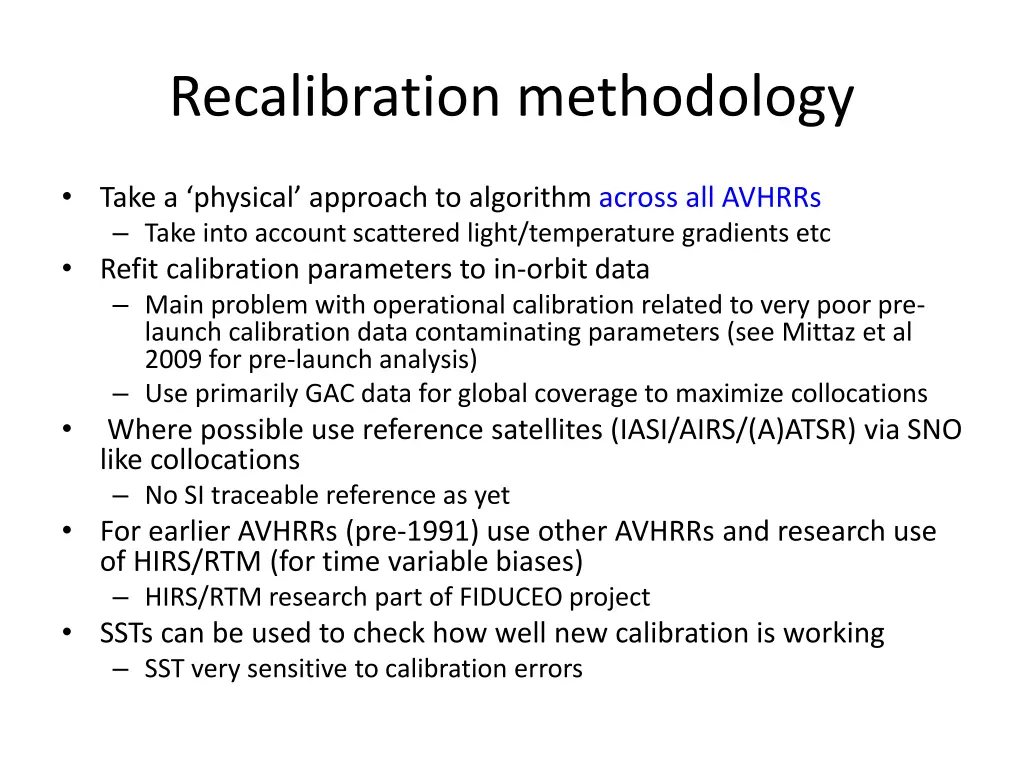 recalibration methodology