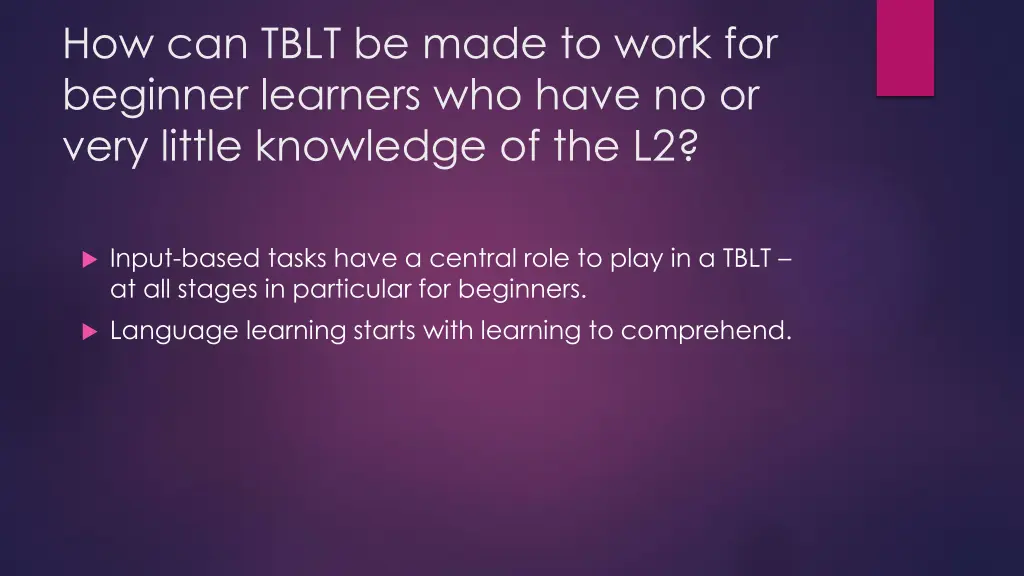 how can tblt be made to work for beginner