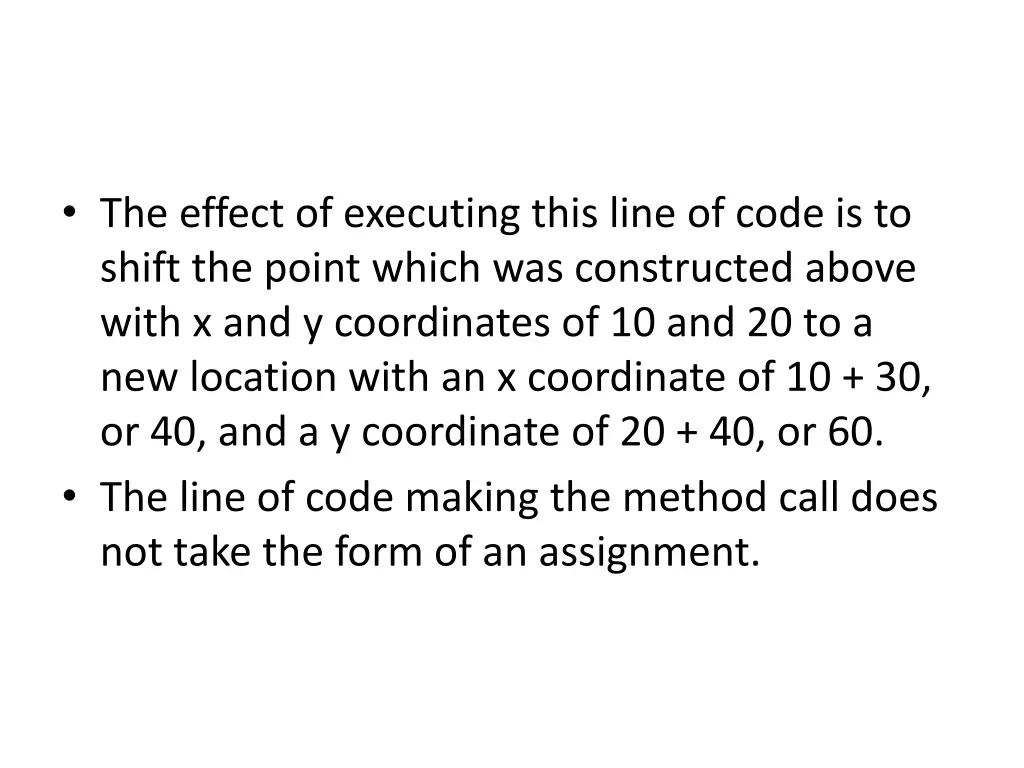 the effect of executing this line of code