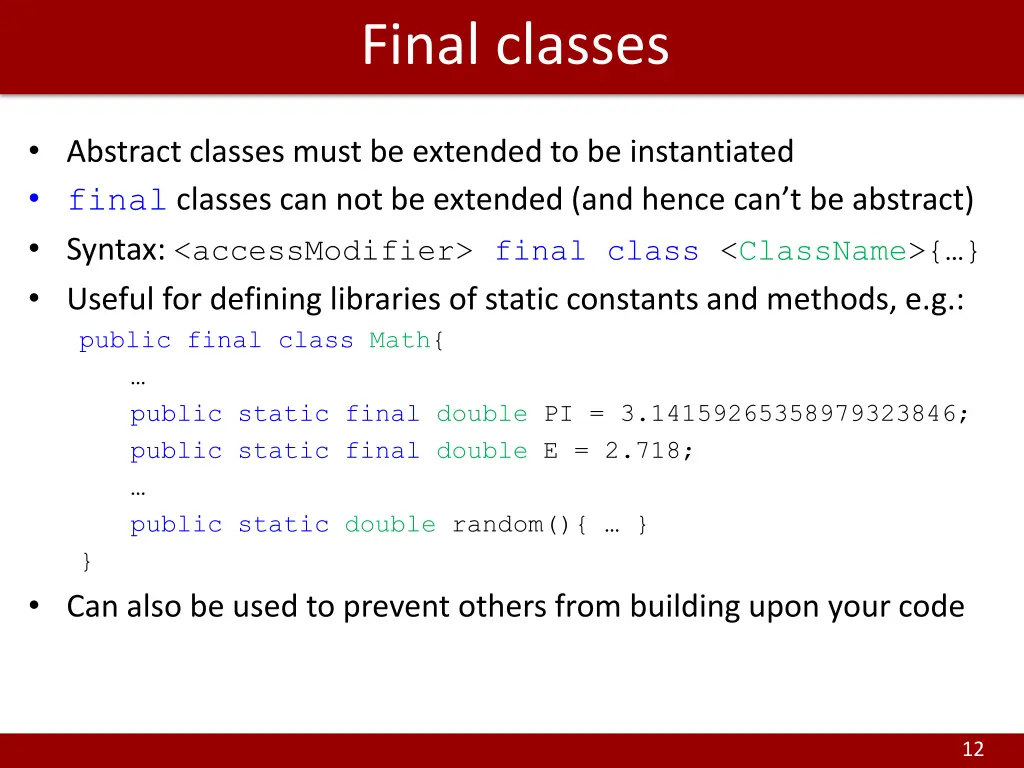 final classes