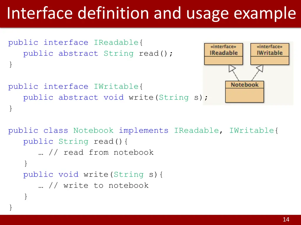interface definition and usage example