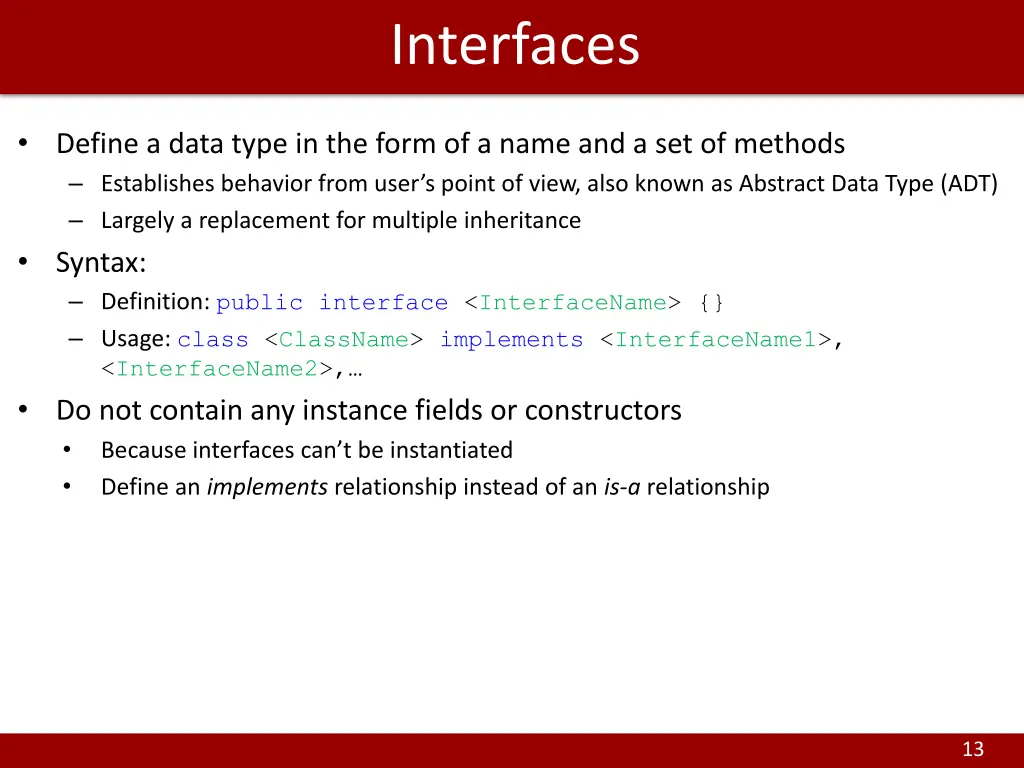 interfaces