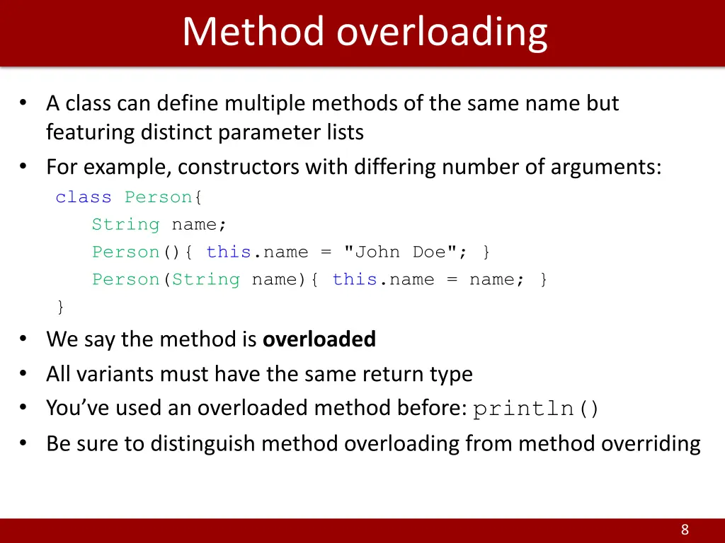 method overloading
