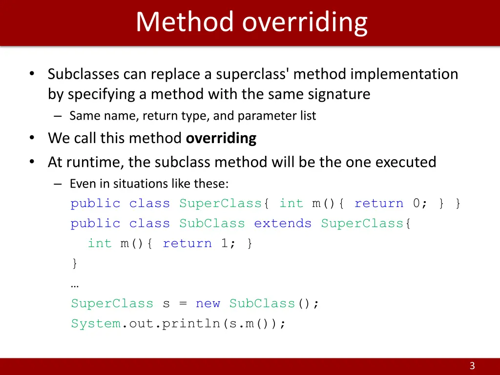 method overriding