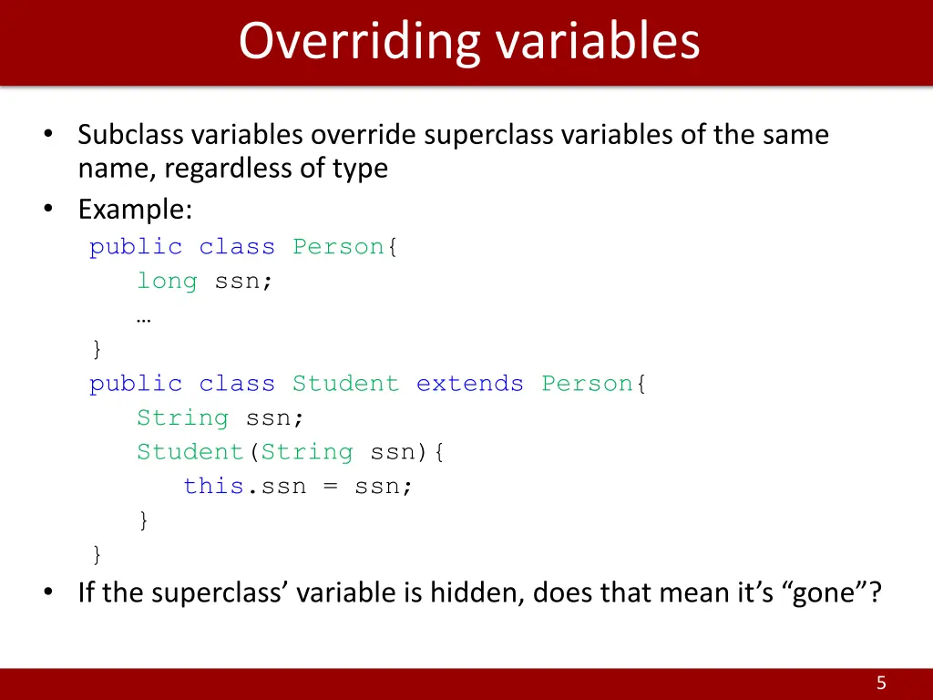 overriding variables