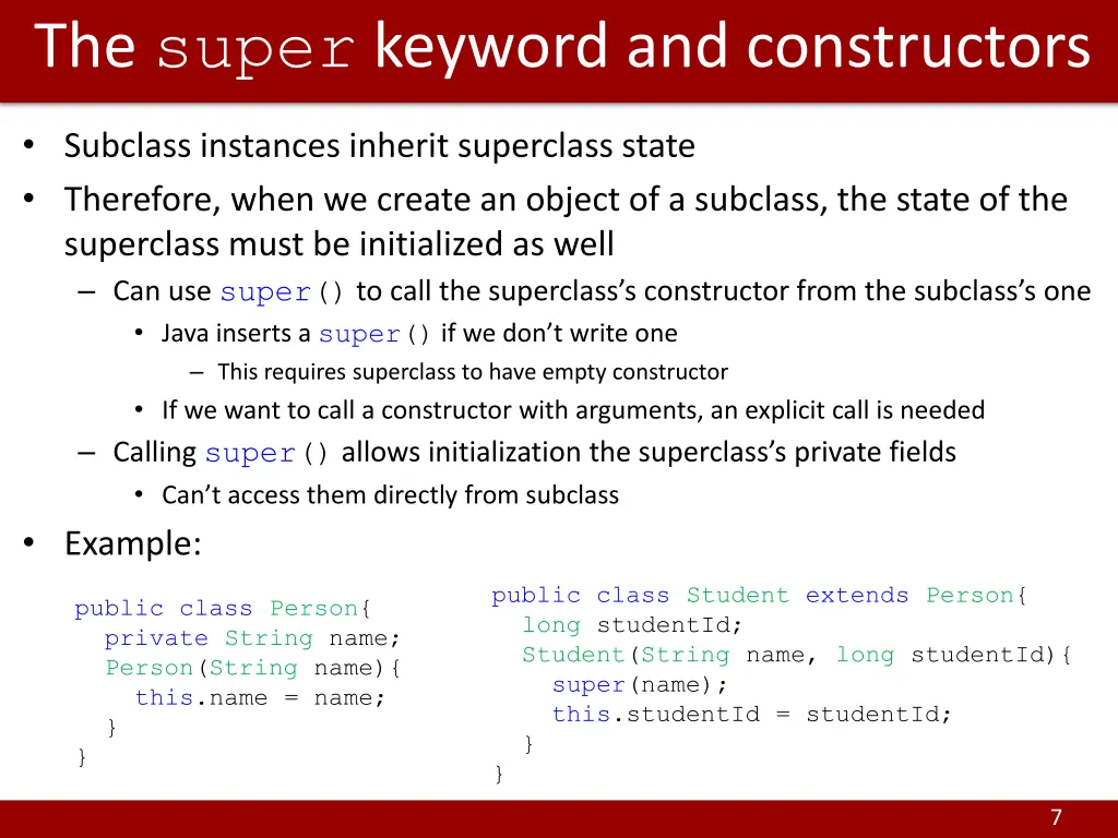 the super keyword and constructors