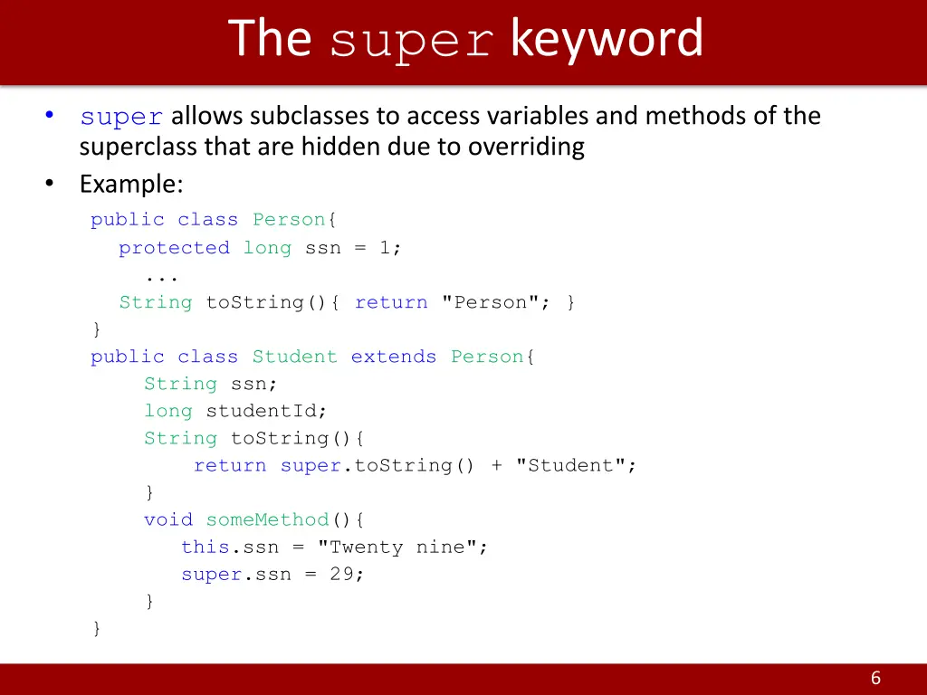 the super keyword