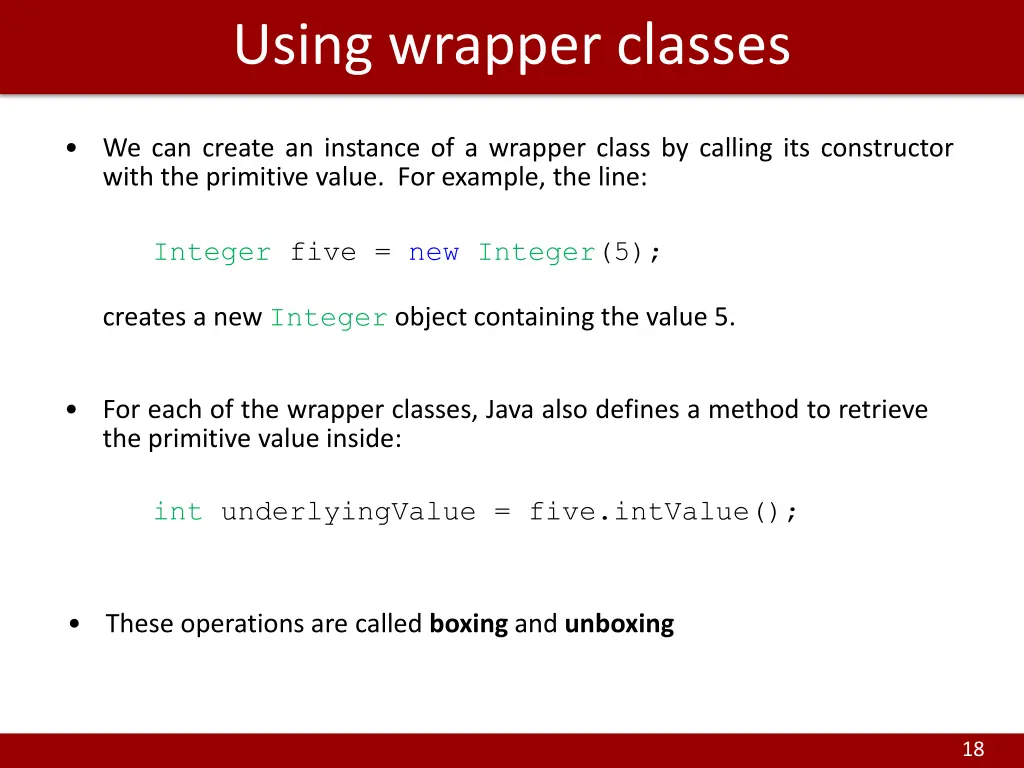 using wrapper classes