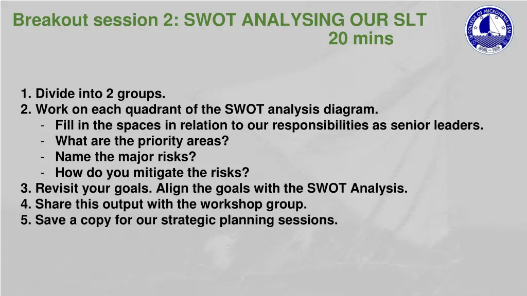 breakout session 2 swot analysing our slt