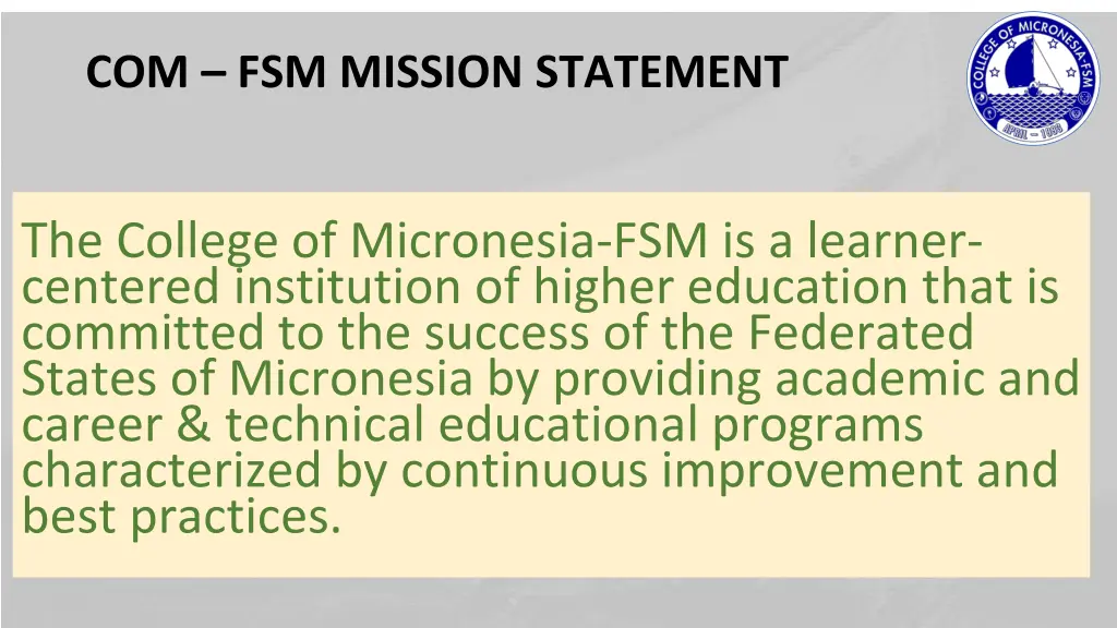 com fsm mission statement