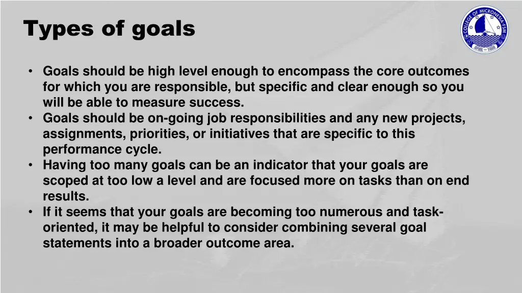 types of goals