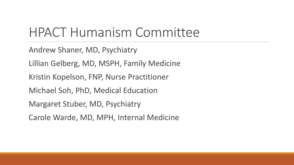 hpact humanism committee
