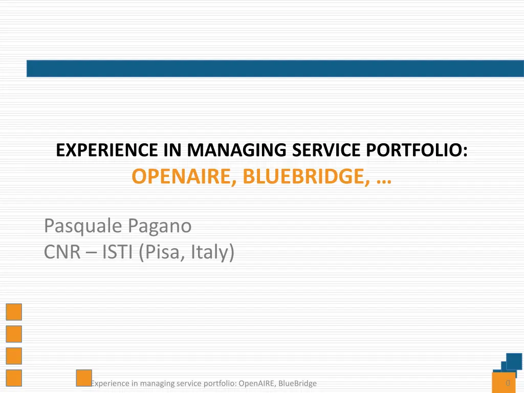 experience in managing service portfolio openaire