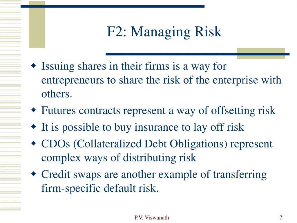 f2 managing risk