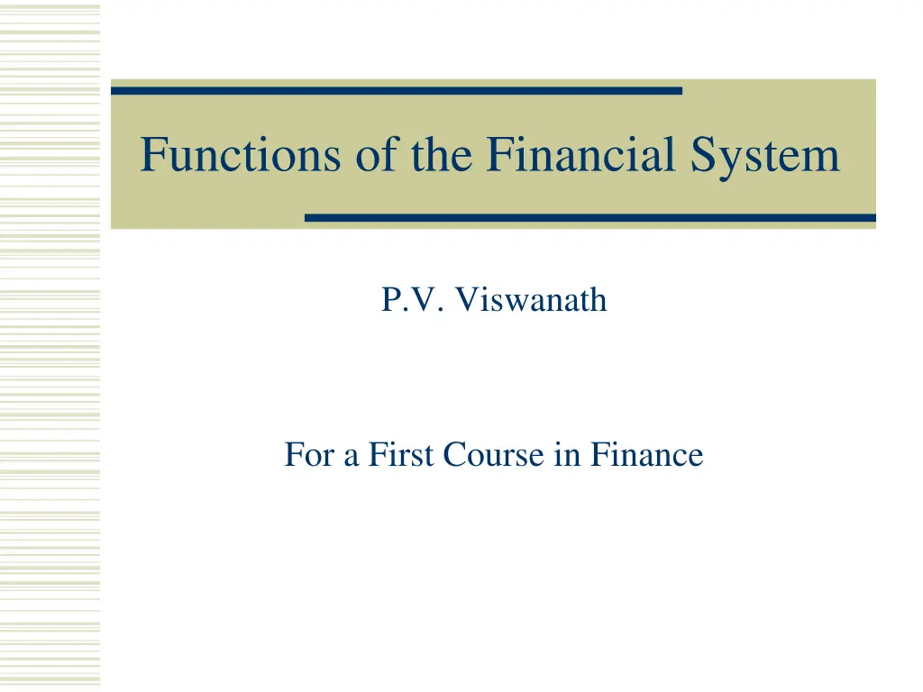 functions of the financial system