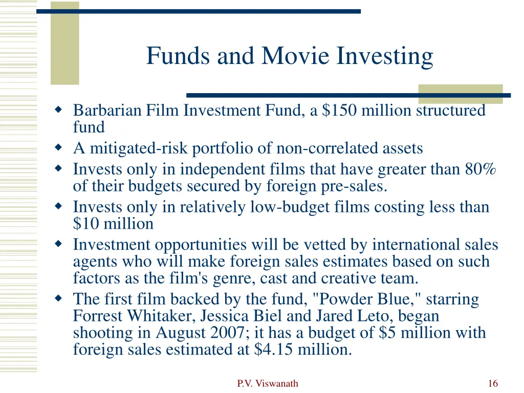 funds and movie investing