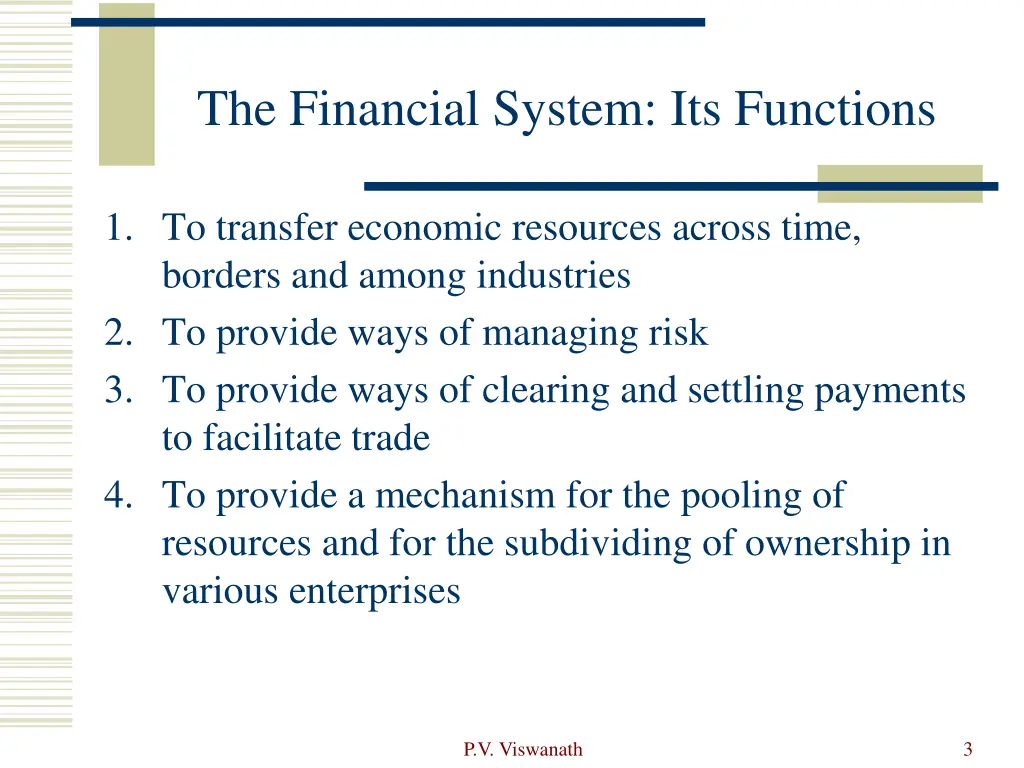 the financial system its functions