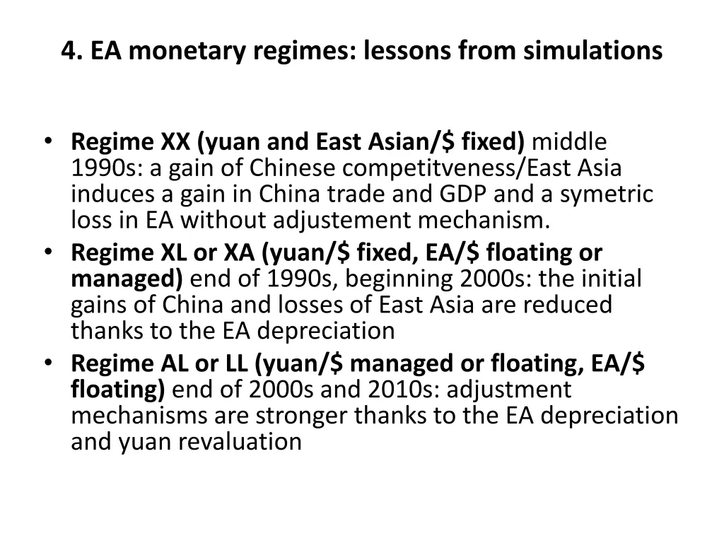 4 ea monetary regimes lessons from simulations