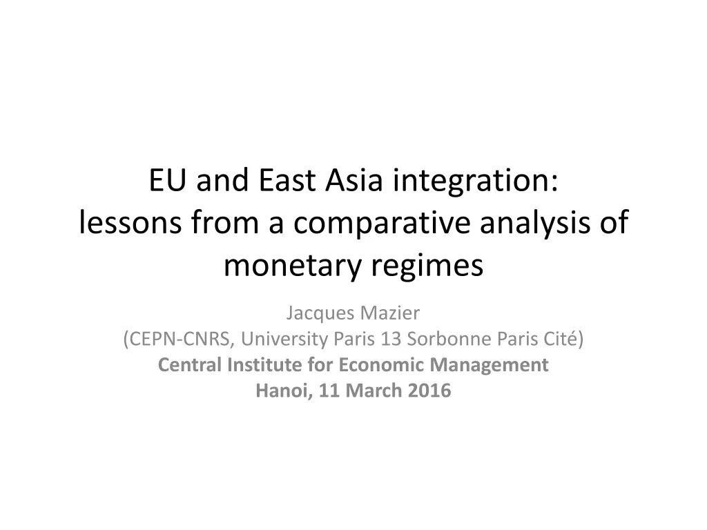 eu and east asia integration lessons from