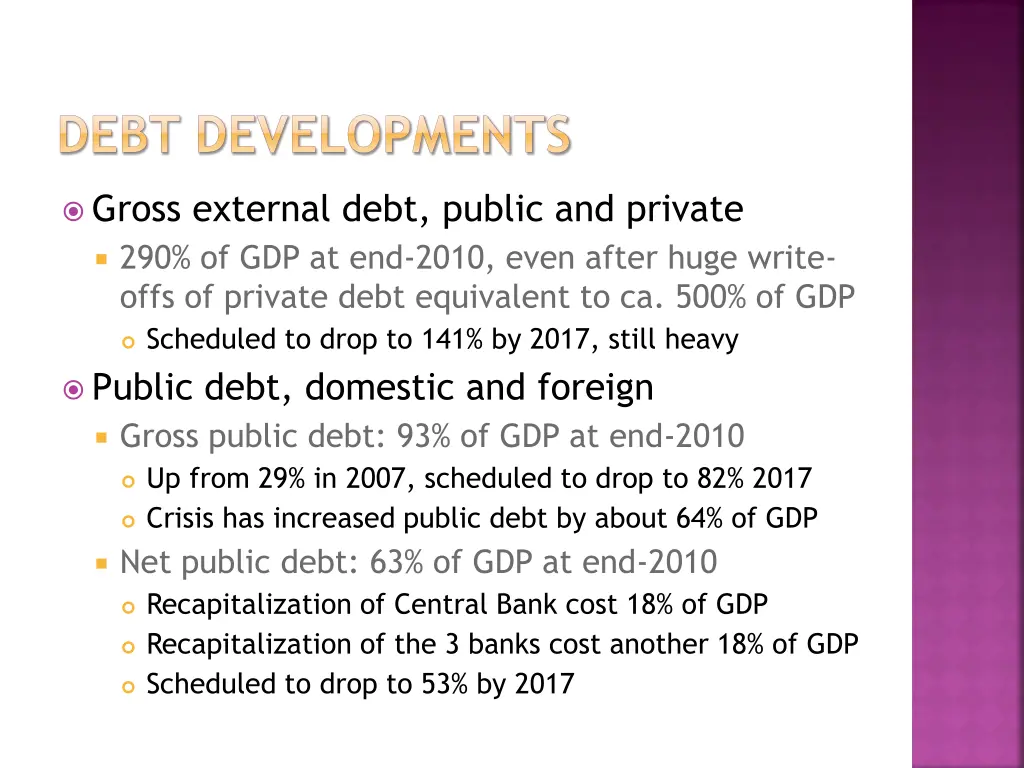 debt developments