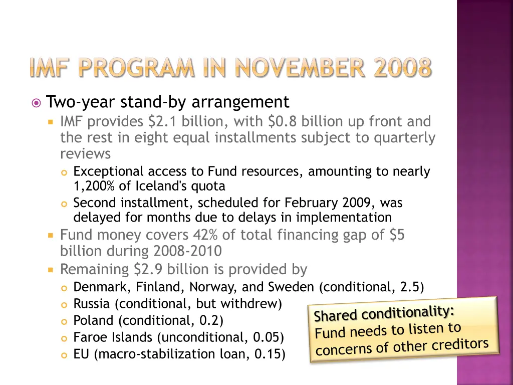 imf program in november 2008