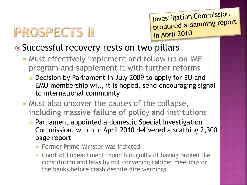 prospects ii successful recovery rests